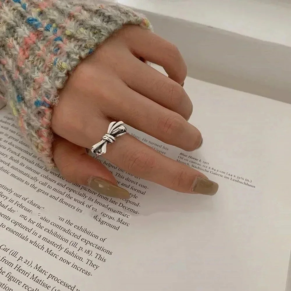 Minimalist 925 Sterling Silver Bow Knot Ring